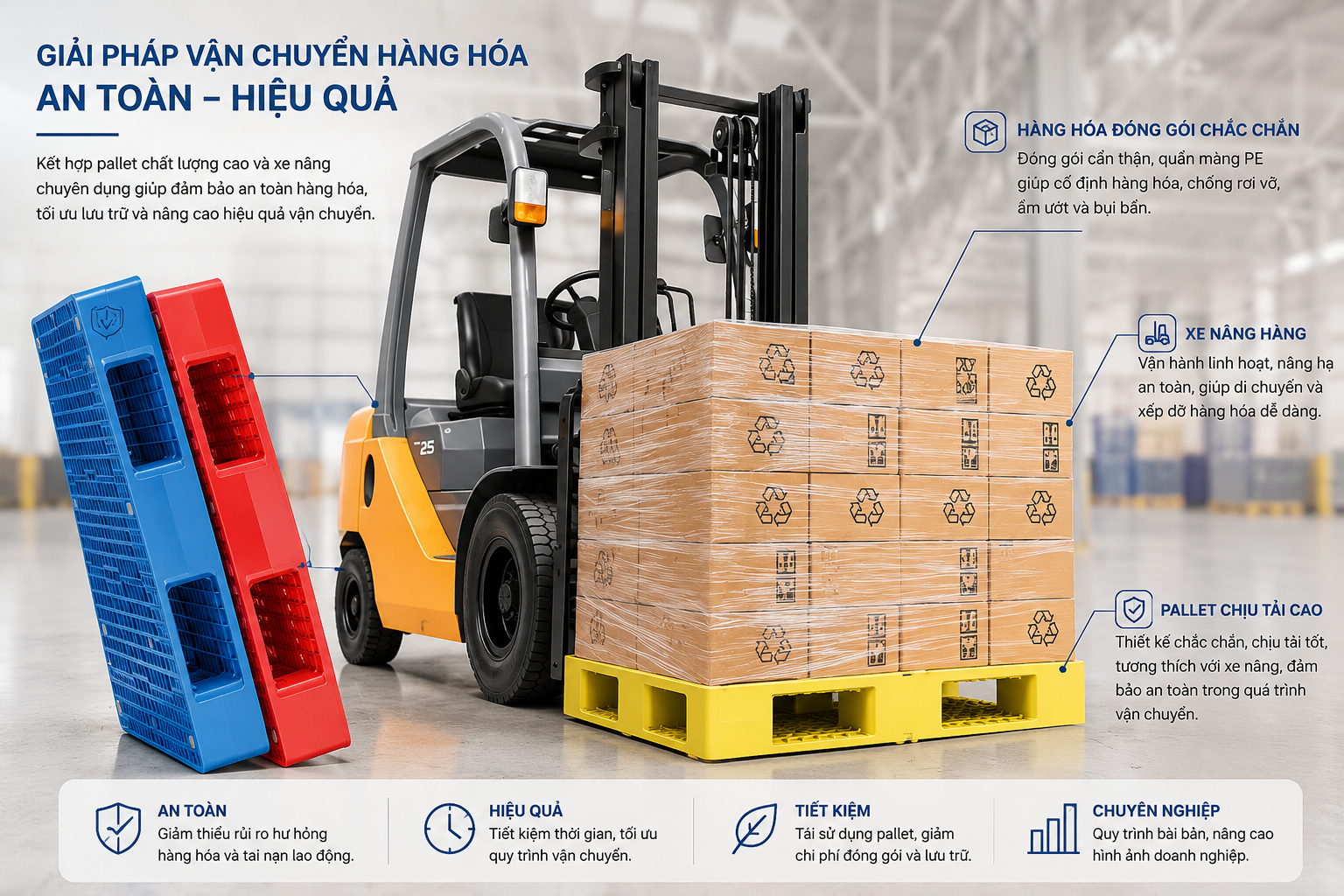 Lựa chọn pallet phù hợp để đóng gói và vận chuyển hàng hóa