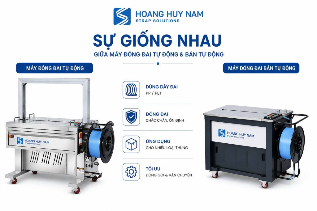Đặc điểm chung của máy đóng đai tự động và bán tự động
