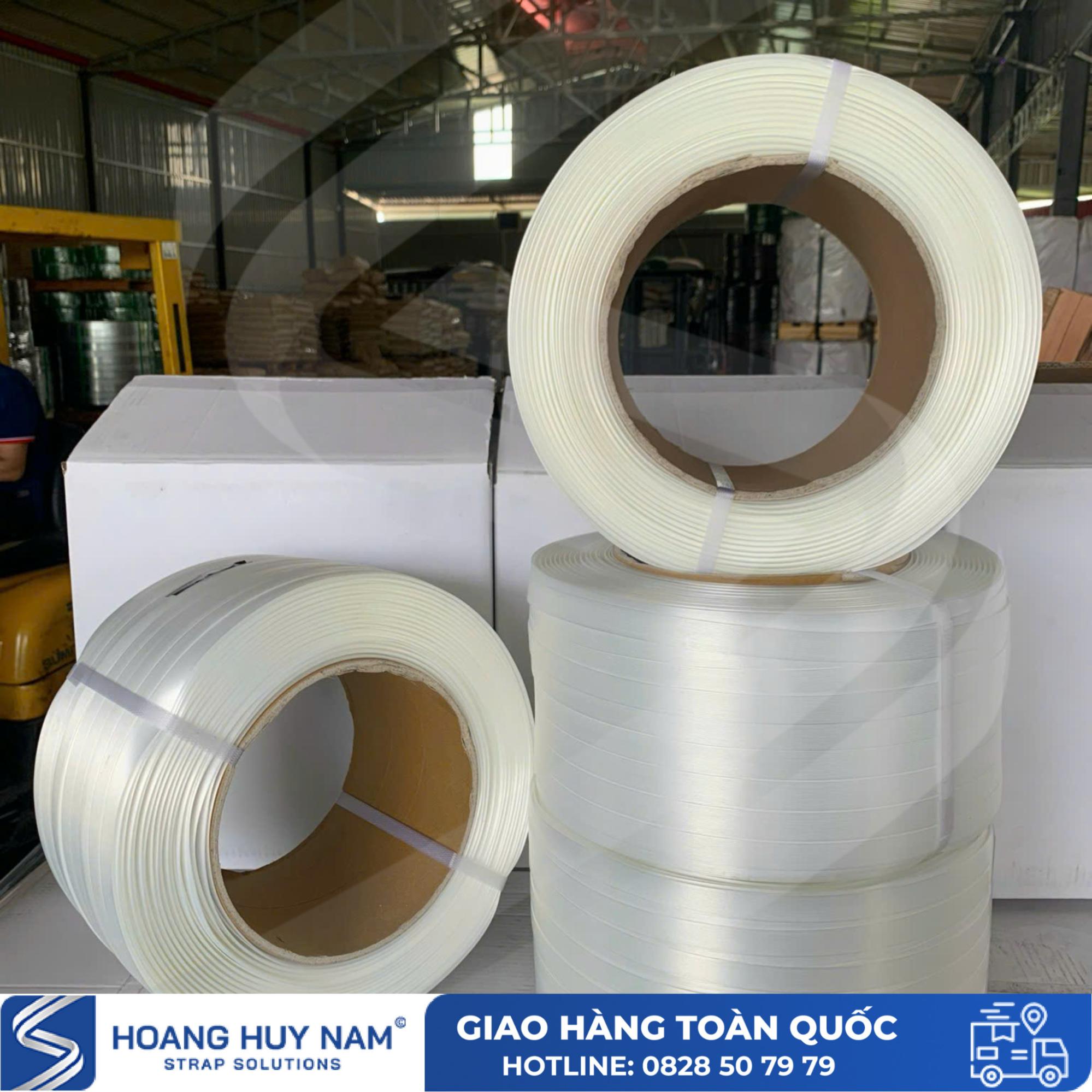 Dây đai composite cường lực có nhiều lớp sợi polyester, tăng độ bền kéo và chịu tải lớn