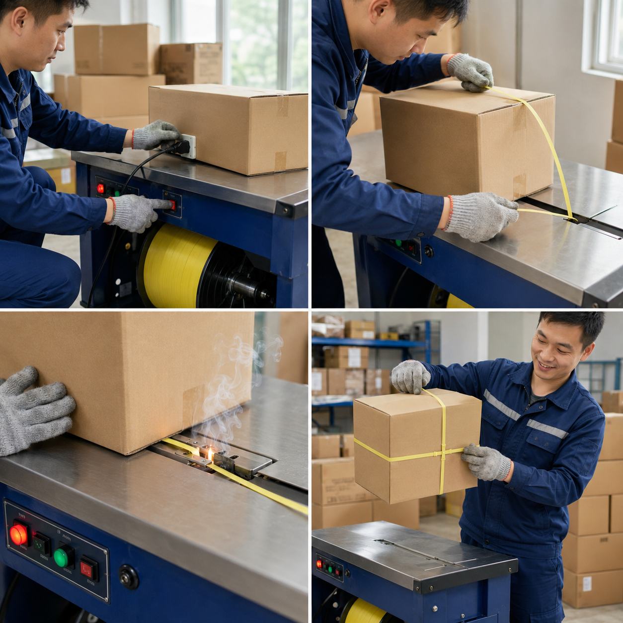 Cách sử dụng máy đóng đai bán tự động