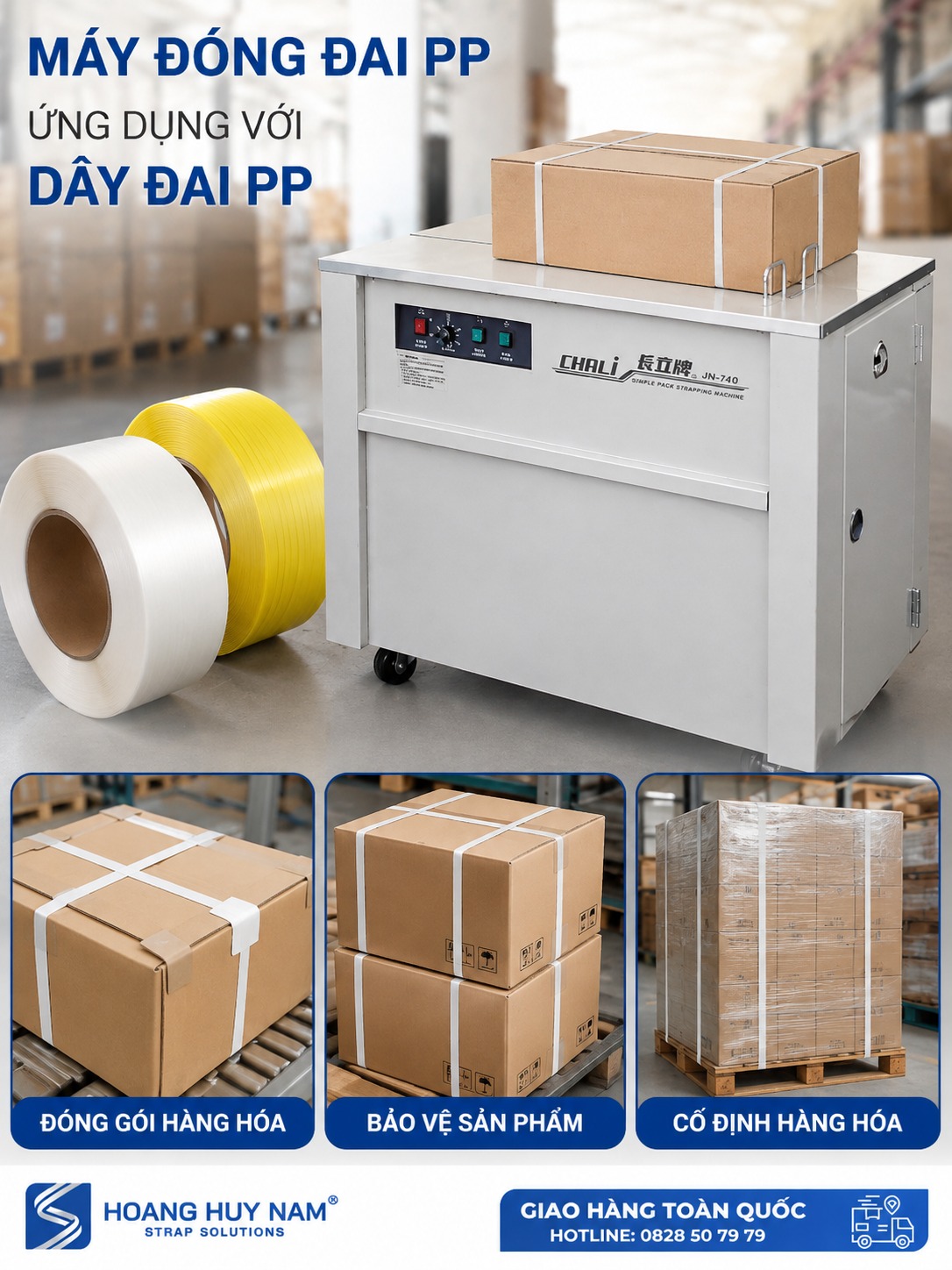 máy đóng đai nhựa bán tự động Chali JN-740