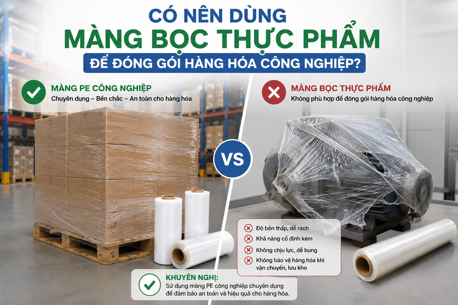 Có nên dùng màng bọc thực phẩm để đóng gói hàng hóa công nghiệp?