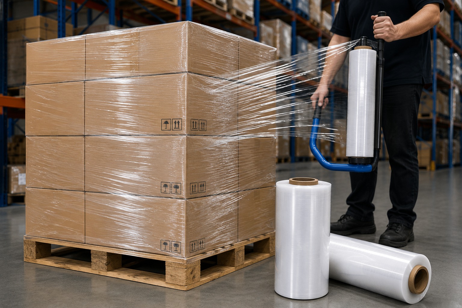 Màng PE cố định hàng hoá pallet