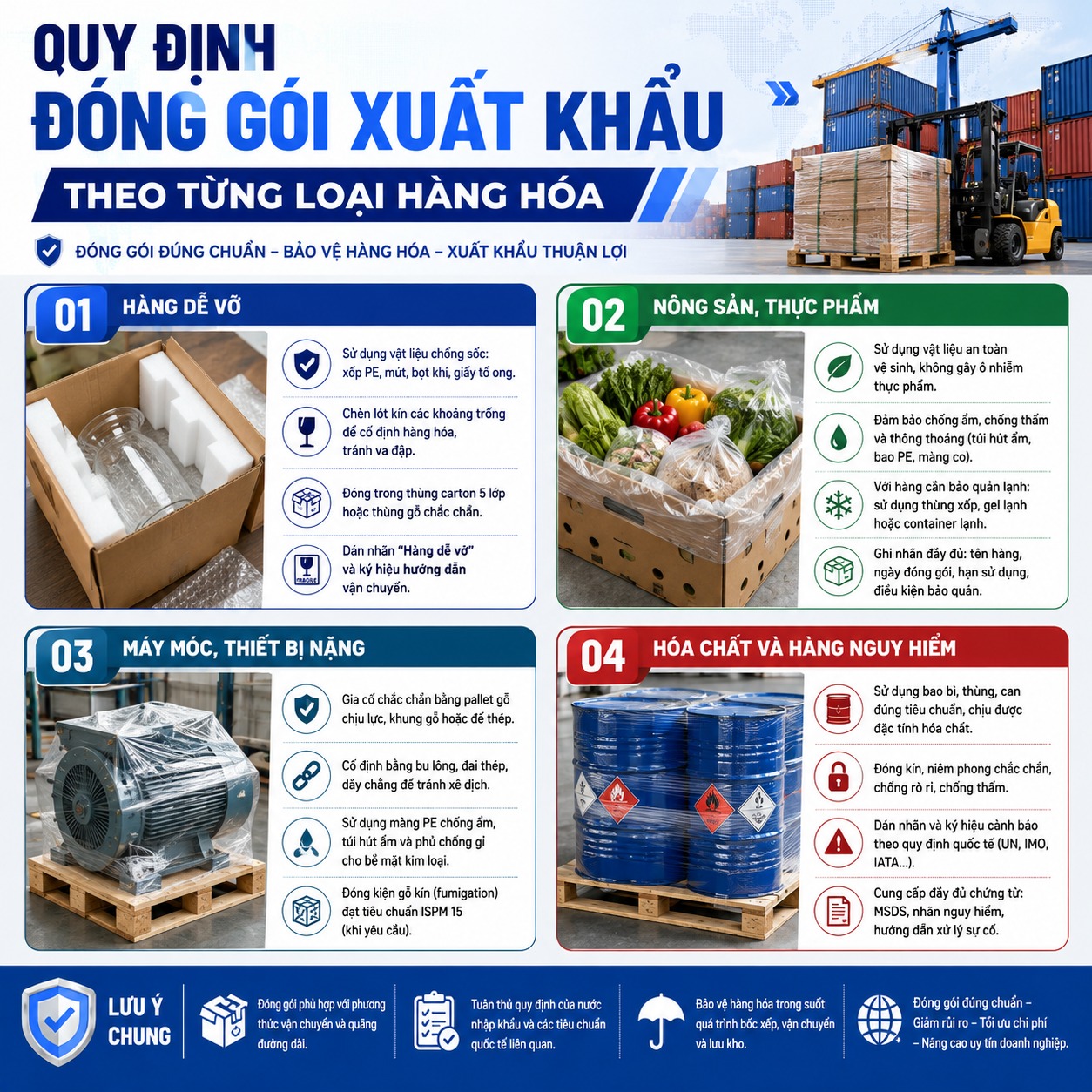 Quy định đóng gói xuất khẩu theo từng loại hàng hóa