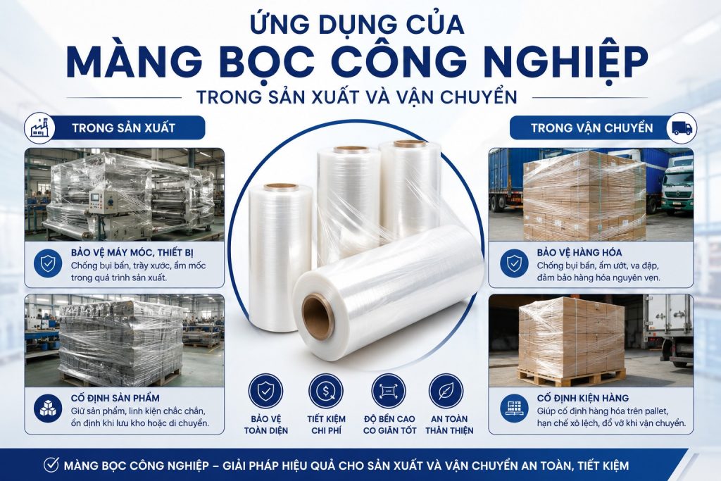 Ứng dụng của màng bọc công nghiệp trong sản xuất và vận chuyển 