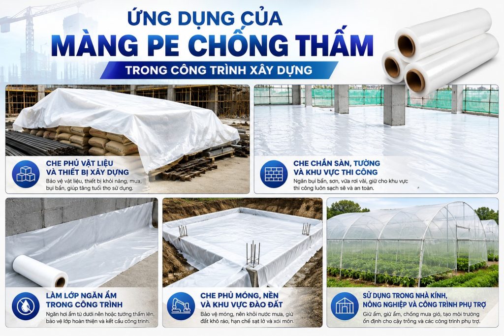 Ứng dụng của màng PE chống thấm trong công trình xây dựng