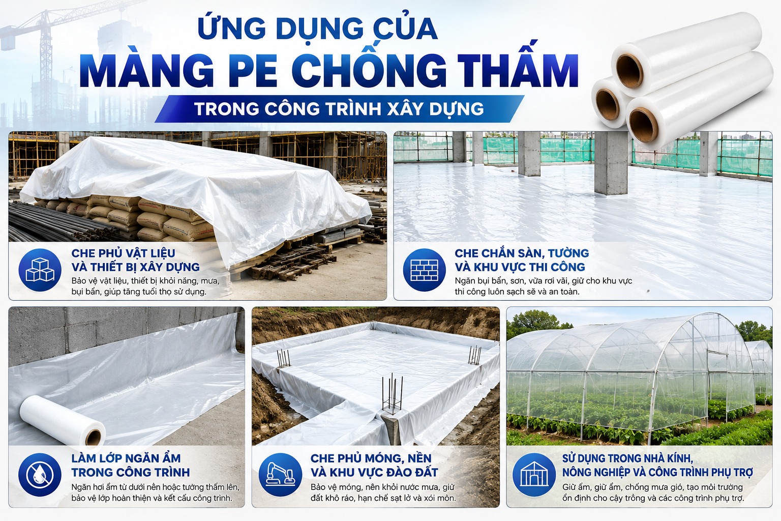 Ứng dụng của màng PE chống thấm trong công trình xây dựng